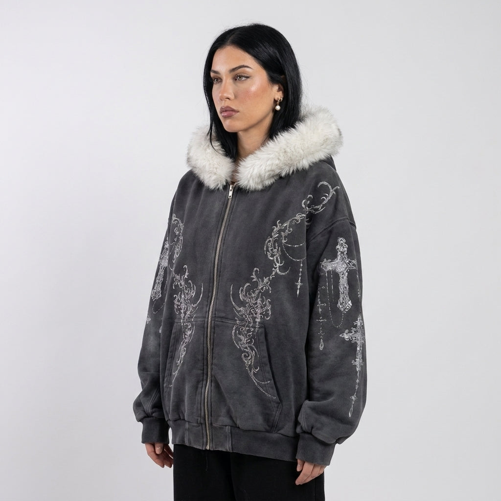 RELIC Fur-Hood Jacket on-body